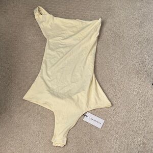 WeWoreWhat Soft Yellow Halter Bodysuit
